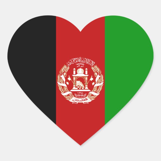 Pegatina En Forma De Corazón Pegatina del corazón de la bandera de Afganistán (Anverso)
