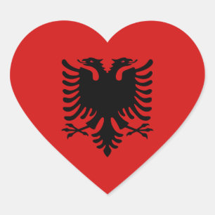 Pegatina En Forma De Corazón Pegatina del corazón de la bandera de Albania