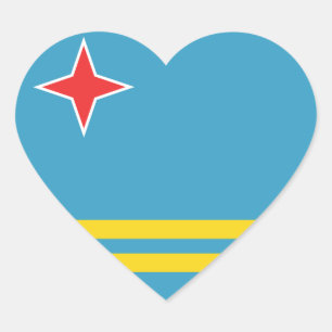 Pegatina En Forma De Corazón Pegatina del corazón de la bandera de Aruba