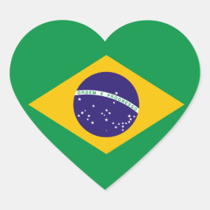 Pegatina En Forma De Corazón Pegatina del corazón de la bandera de Brasil