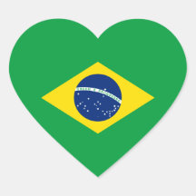 Pegatina del corazón de la bandera de Brasil