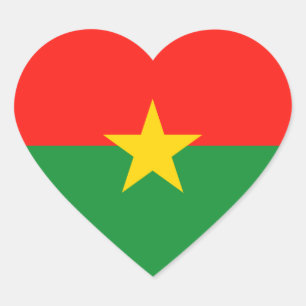 Pegatina En Forma De Corazón Pegatina del corazón de la bandera de Burkina Faso