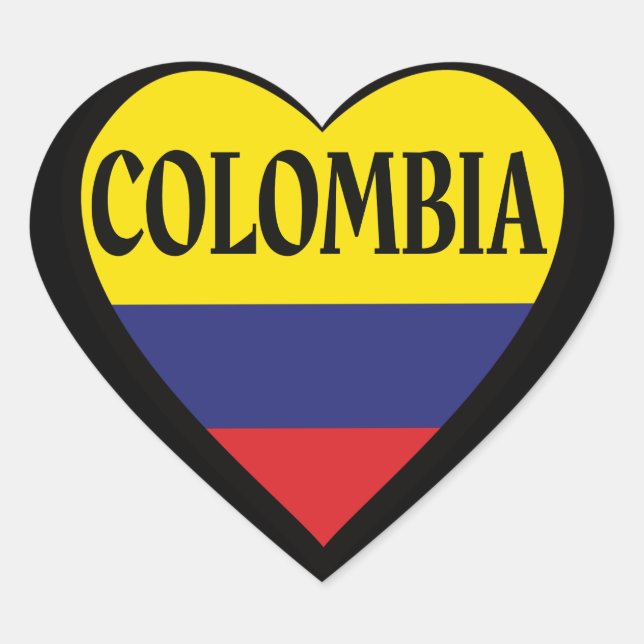 Pegatina En Forma De Corazón Pegatina del Corazón de la Bandera de Colombia (Anverso)