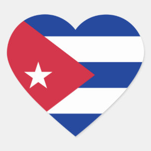 Pegatina En Forma De Corazón Pegatina del corazón de la bandera de Cuba