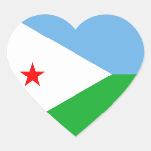 Pegatina En Forma De Corazón Pegatina del corazón de la bandera de Djibouti