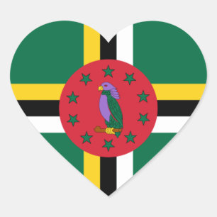 Pegatina En Forma De Corazón Pegatina del corazón de la bandera de Dominica