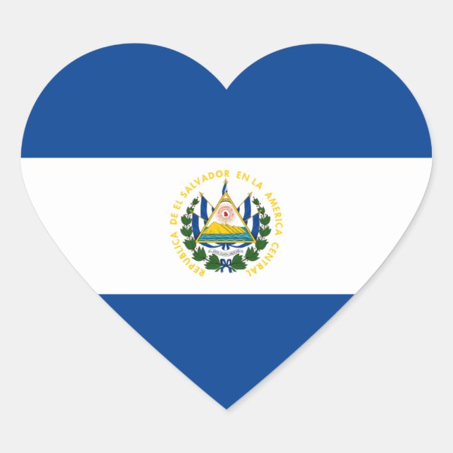 Pegatina En Forma De Corazón Pegatina del corazón de la bandera de El Salvador (Anverso)