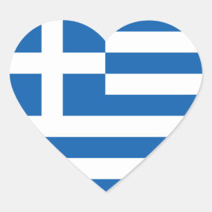 Pegatina En Forma De Corazón Pegatina del corazón de la bandera de Grecia