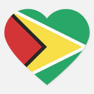 Pegatina En Forma De Corazón Pegatina del corazón de la bandera de Guyana