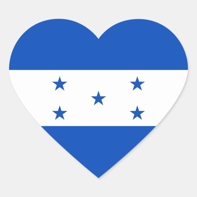 Pegatina En Forma De Corazón Pegatina del Corazón de la Bandera de Honduras (Anverso)