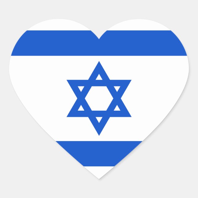 Pegatina En Forma De Corazón Pegatina del Corazón de la Bandera de Israel (Anverso)