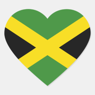 Pegatina En Forma De Corazón Pegatina del Corazón de la Bandera de Jamaica