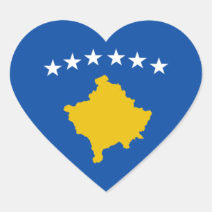 Pegatina En Forma De Corazón Pegatina del Corazón de la Bandera de Kosovo