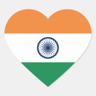 Pegatina En Forma De Corazón Pegatina del corazón de la bandera de la India