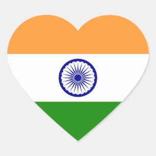 Pegatina En Forma De Corazón Pegatina del corazón de la bandera de la India