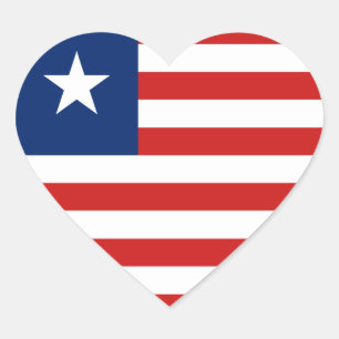 Pegatina En Forma De Corazón Pegatina del corazón de la bandera de Liberia