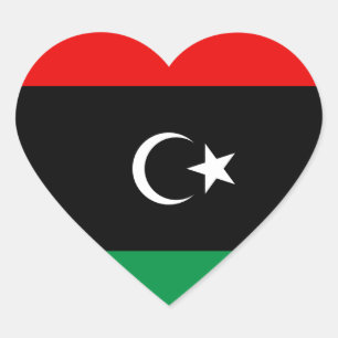 Pegatina En Forma De Corazón Pegatina del corazón de la bandera de Libia