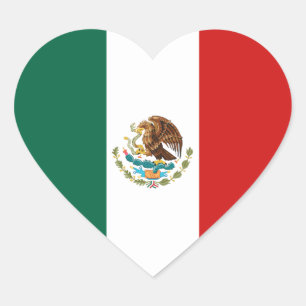 Pegatina En Forma De Corazón Pegatina del corazón de la bandera de México