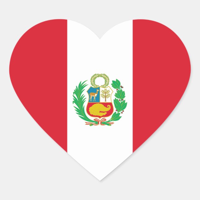 Pegatina En Forma De Corazón Pegatina del corazón de la bandera de Perú (Anverso)