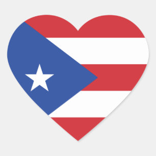 Pegatina En Forma De Corazón Pegatina del corazón de la bandera de Puerto Rico