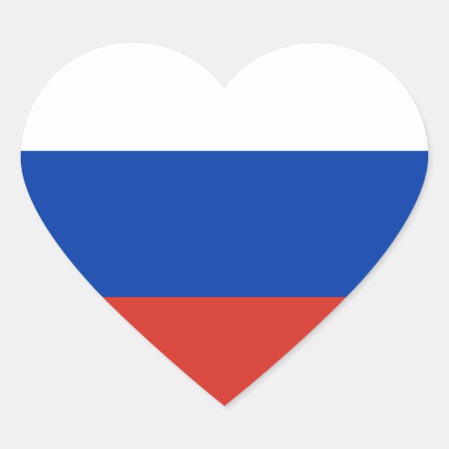 Pegatina En Forma De Corazón Pegatina del corazón de la bandera de Rusia (Anverso)