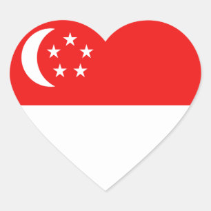 Pegatina En Forma De Corazón Pegatina del corazón de la bandera de Singapur