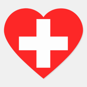 Pegatina En Forma De Corazón Pegatina del corazón de la bandera de Suiza
