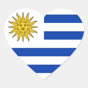Pegatina En Forma De Corazón Pegatina del corazón de la bandera de Uruguay