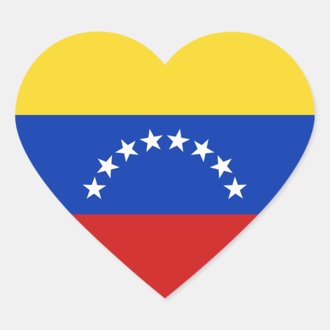 Pegatina En Forma De Corazón Pegatina del corazón de la bandera de Venezuela (Anverso)