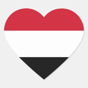 Pegatina En Forma De Corazón Pegatina del corazón de la bandera de Yemen