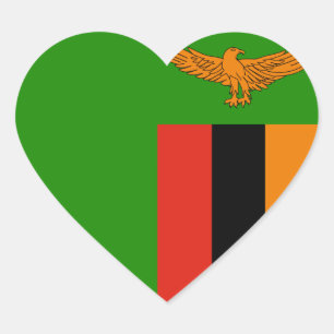 Pegatina En Forma De Corazón Pegatina del Corazón de la Bandera de Zambia