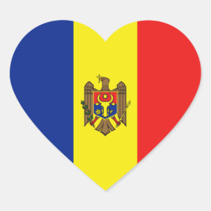 Pegatina En Forma De Corazón Pegatina del corazón de la bandera del Moldavia