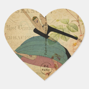 Pegatina En Forma De Corazón Pegatina del corazón de la postal francesa