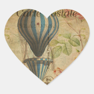 Pegatina En Forma De Corazón Pegatina del corazón de la postal francesa