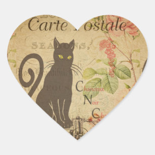 Pegatina En Forma De Corazón Pegatina del corazón de la postal francesa