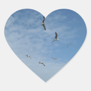 Pegatina En Forma De Corazón Pegatina del corazón de las gaviotas voladoras