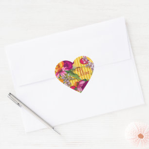 Pegatina En Forma De Corazón Pegatina del Corazón de San Valentín floral victor