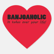 Pegatina del Corazón de Vida Banjoaholic