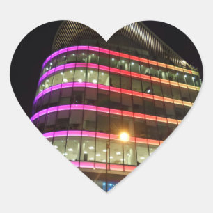 Pegatina En Forma De Corazón Pegatina del corazón del edificio colorido