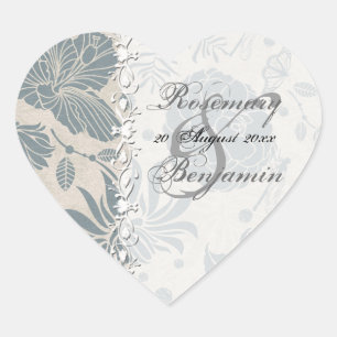 Pegatina En Forma De Corazón Pegatina del corazón del esténcil de flor