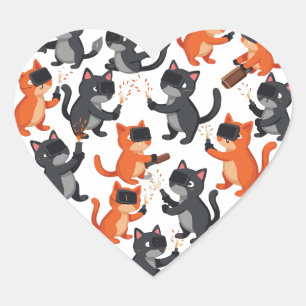 Pegatina En Forma De Corazón Pegatina del corazón del gato de la soldadura - Ga