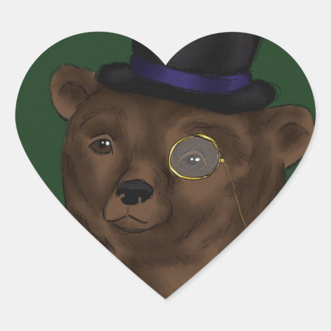 Pegatina En Forma De Corazón Pegatina del Corazón del Oso de Mister (Anverso)