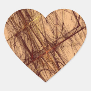 Pegatina En Forma De Corazón Pegatina del corazón fractal de Grunge pardo