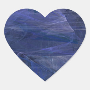 Pegatina En Forma De Corazón Pegatina del corazón fractal de resumen azul