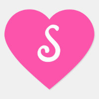 Pegatina del corazón monogramado rosado de lápiz l