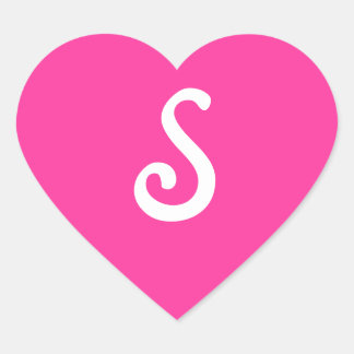 Pegatina En Forma De Corazón Pegatina del corazón monogramado rosado de lápiz l