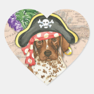 Pegatina En Forma De Corazón Pegatina del Corazón Pirata del Puntero Alemán de 