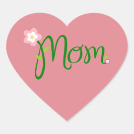 Pegatina En Forma De Corazón Pegatina del corazón rosado de la fresa de mamá