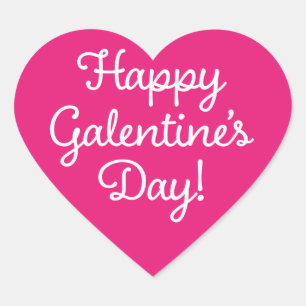 Pegatina En Forma De Corazón Pegatina del corazón rosado del Día de Galentine