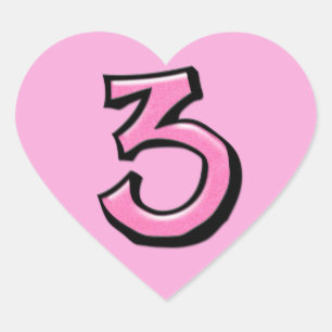 Pegatina En Forma De Corazón Pegatina del corazón rosado número 3